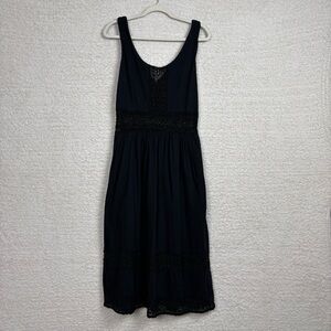 Sea New York Dress Womens 8 Black Crochet‎ Sleeveless Tiered Midi Cotton Pockets
